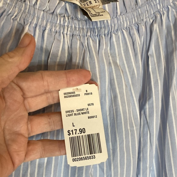 forever 21 dress short light blue/white size L - Picture 3 of 4